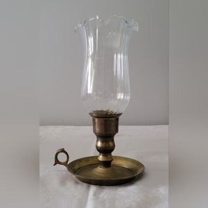 Vintage Brass and glass hurricane lamp